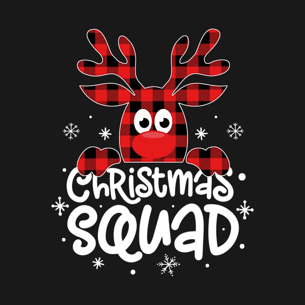 Christmas Squad Buffalo Plaid Reindeer Family Matching Pajamas by Plana