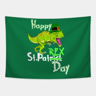 Happy St Patrick's Day Dinosaur PaT Rex Leprechaun Tapestry