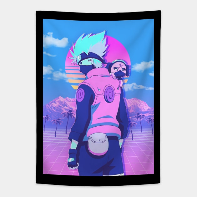 vaporwave of kakashi Tapestry by San Creative