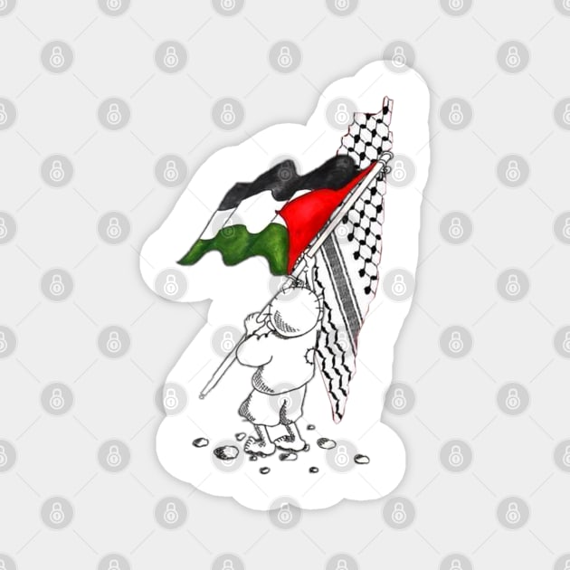 Palestine Free Palestine In Arabic Free Gaza Palestine Flag Magnet by Mitsue Kersting