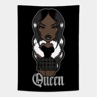 Queen Doll girl Dark Black Tapestry
