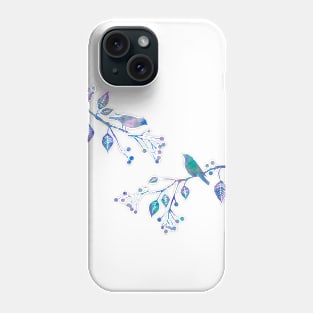 Love Birds On Floral Branch Watercolor Painting 2 Phone Case