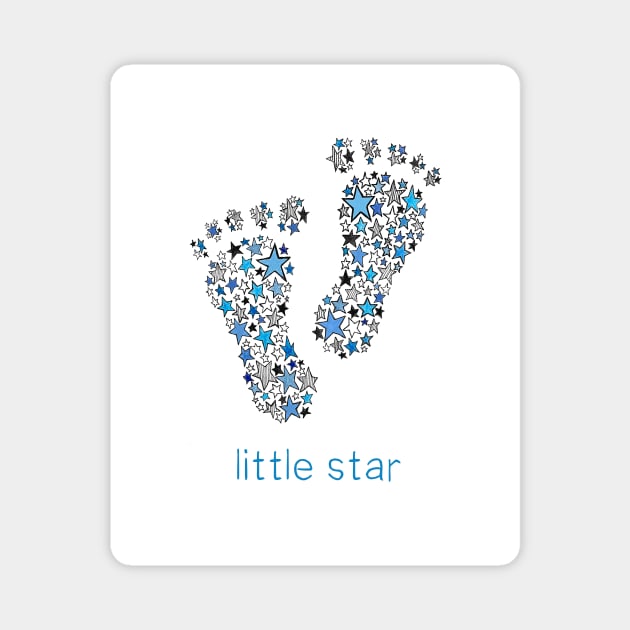 Little Star Cute Baby Feet - Blue Print Magnet by Maddybennettart