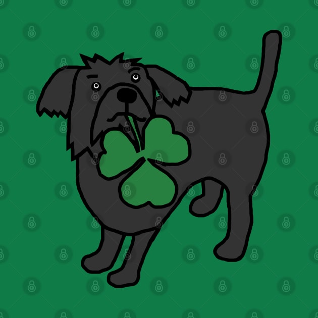 St Patricks Day Dog with Shamrock by ellenhenryart