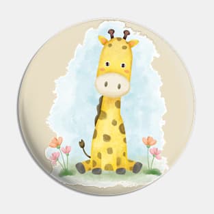 Giraffe Cute Watercolor Pin