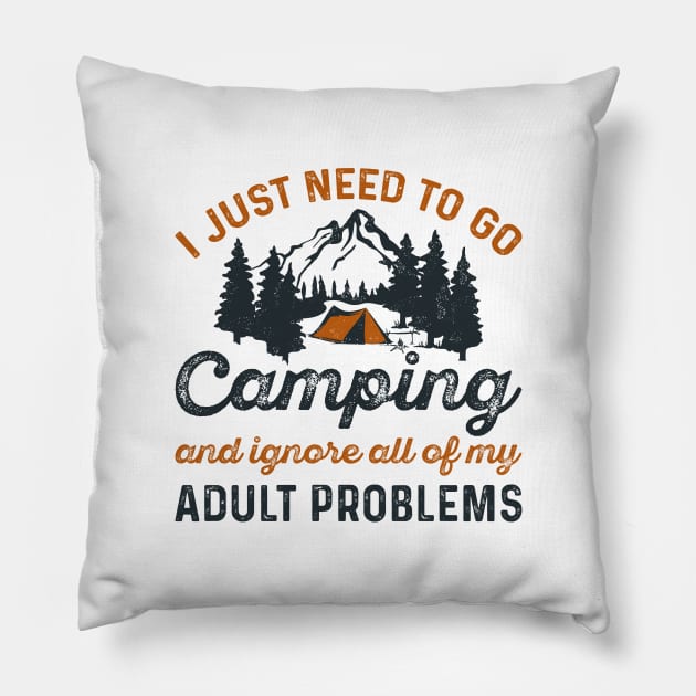 Camping Adult Problems Pillow by LuckyFoxDesigns