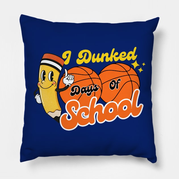 I Dunked 100 Days Of School Basketball Kids Funny Pillow by Illustradise