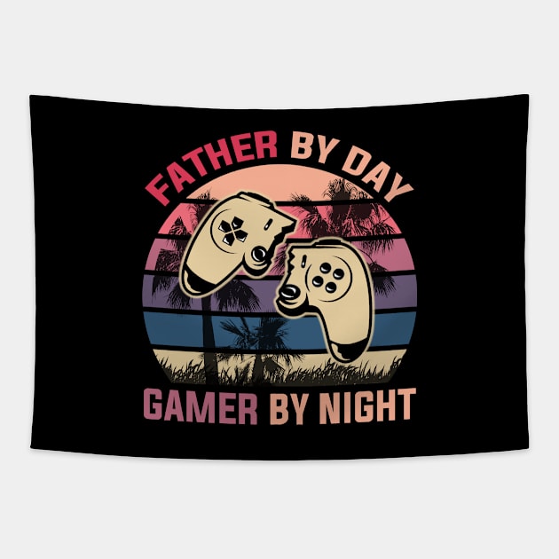 father by day gamer by night Tapestry by DragonTees