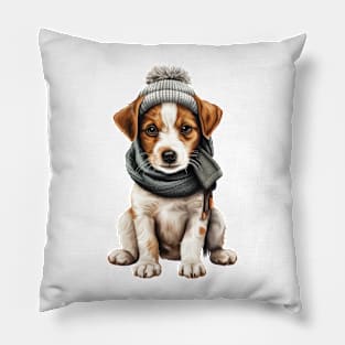 Winter Jack Russell Terrier Dog Pillow