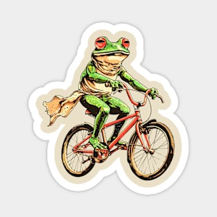 Funny Frog On A Bike Magnet