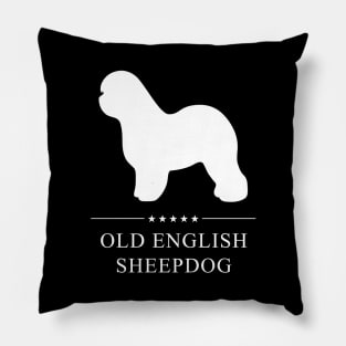 Old English Sheepdog Dog White Silhouette Pillow