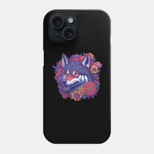 Vintage Colorful Wolf With Flowers Phone Case