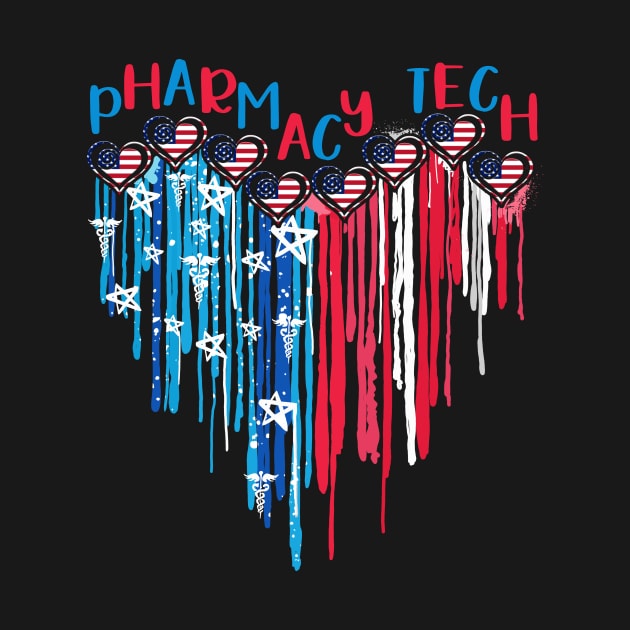 Pharmacy Tech American Flag Melting Heart 4th Of July by Marcelo Nimtz