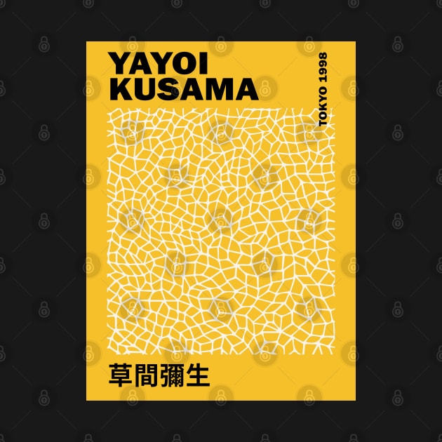 Yayoi Kusama Yellow Lines, Kusama Exhibition Poster, Japanese Wall Art, Canvas Print Poster Design by VanillaArt