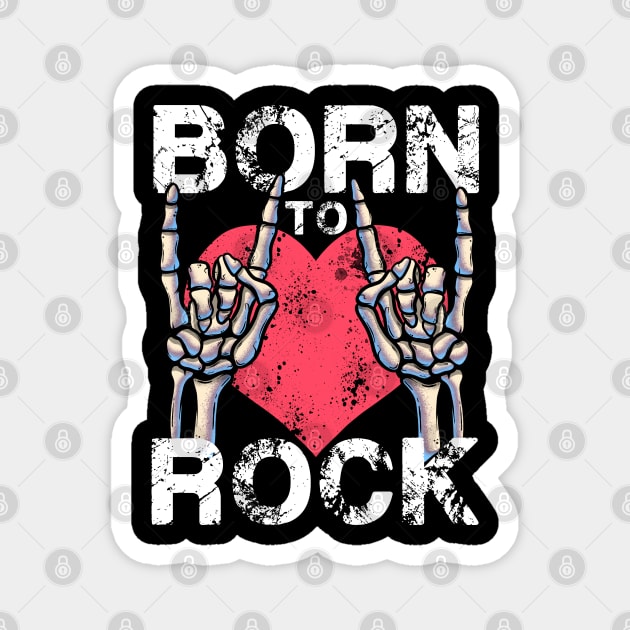 Born To Rock Lets Rock Rock&Roll Vintage Retro Rock Concert Magnet by MerchBeastStudio