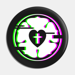 Retro Glitch Luther Rose | Lutheran Church Pin