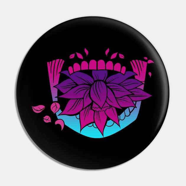 Sugar Skull with Coca Leaves Yoga Lotus Vaporwave Pin by aaallsmiles