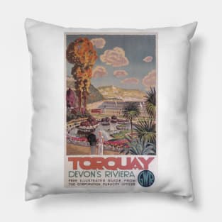 Torquay, Devon - GWR - Vintage Railway Travel Poster - 1930s Pillow