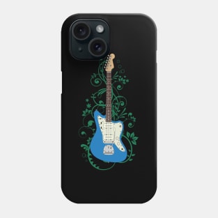 Blue Offset Style Electric Guitar Flowering Vines Phone Case