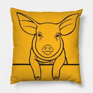 Piggy Drawing - hand drawn farm animal design Pillow