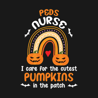 Rainbow Peds Nurse I Care The Cutest Pumpkins In The Patch T-Shirt