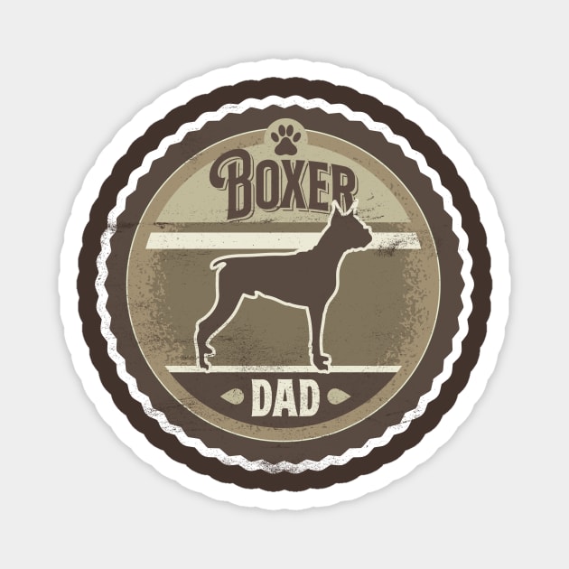 Boxer Dad - Distressed Boxer Dog Silhouette Design Magnet by DoggyStyles