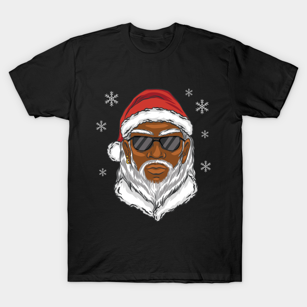 Afro-American Santa Claus Wearing Sunglasses Black Santa - Black Santa Claus - T-Shirt