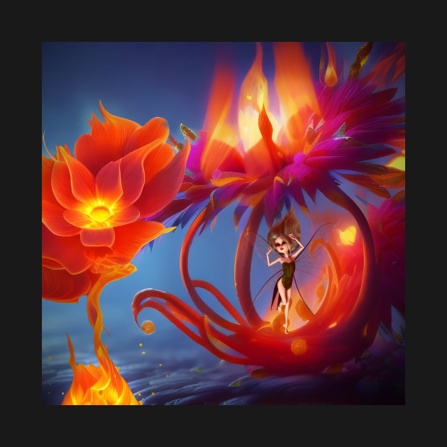 The ever-blooming fire flower with fairy by Nicky2342