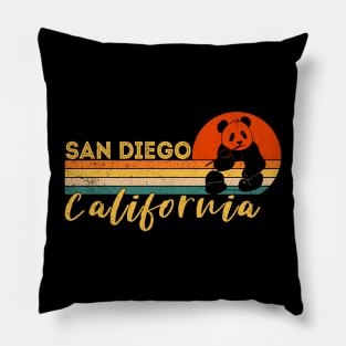 San Diego Retro Panda Zoo California Vintage Pillow