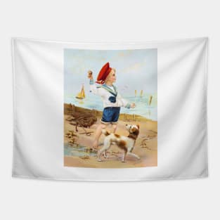 The boy on the beach Tapestry