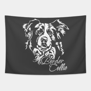 Funny Border Collie dog portrait Tapestry