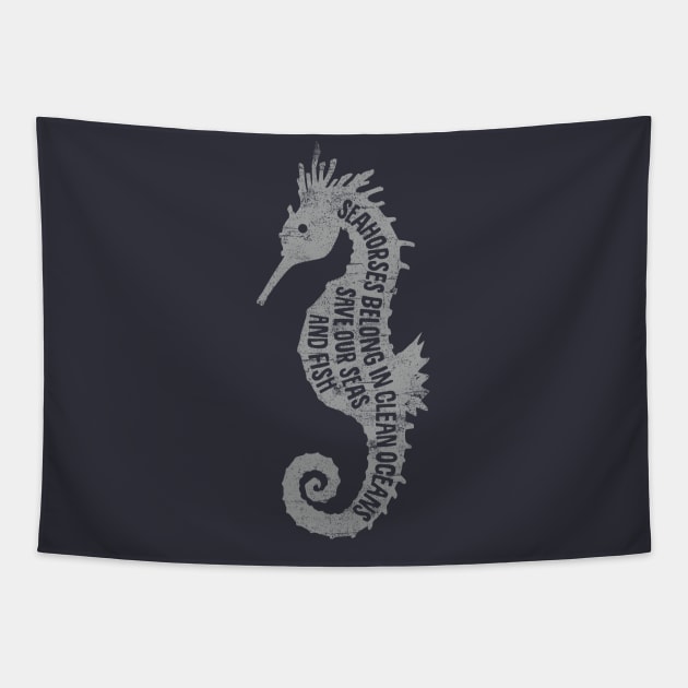 Cute seahorse, save the oceans and seas, eco environmental design Tapestry by Keleonie