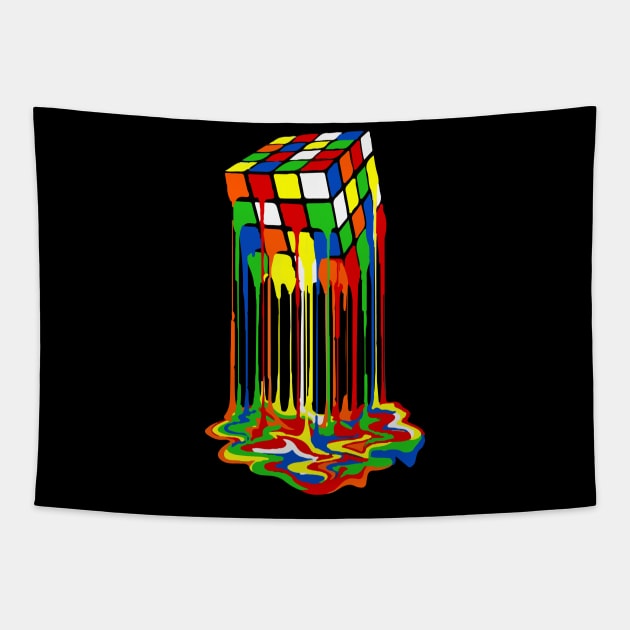 Melting Rubiks Cube Tapestry by inkstyl