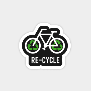 Recycle, bicycle with recycling symbol, black t-shirt, black shirt for cyclists Magnet