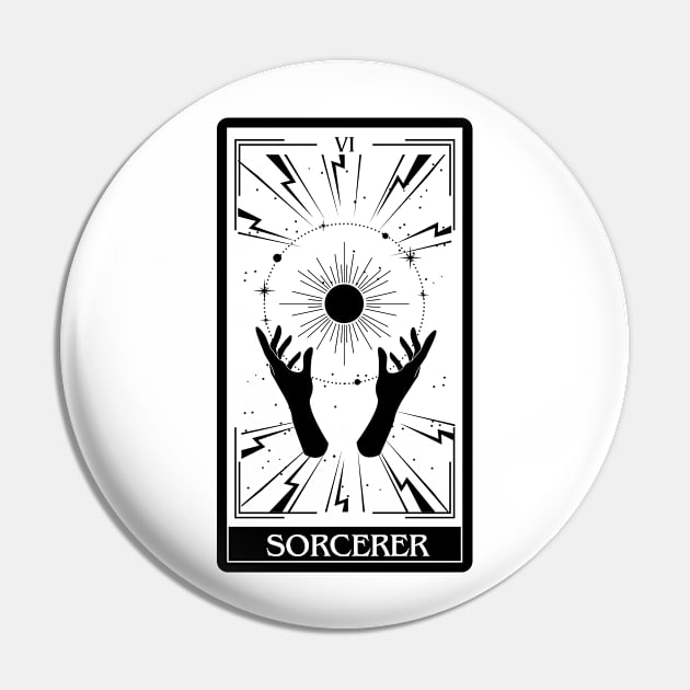 Sorcerer Tarot Card D&D Nat 20 Dungeons & Dragons T-Shirt Black Pin by JaeSlaysDragons