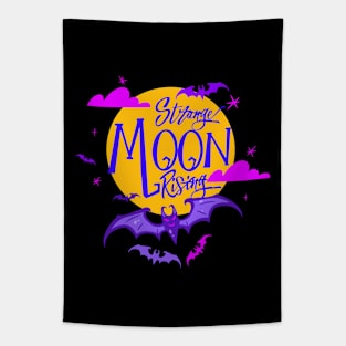 “Strange Moon Rising” Full Moon With Bats Tapestry