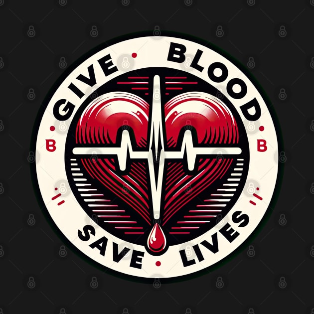 Heartbeat Blood Donation Emblem Tee - blood donation awareness by Mapd