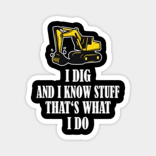 Funny Construction Worker Excavator Magnet