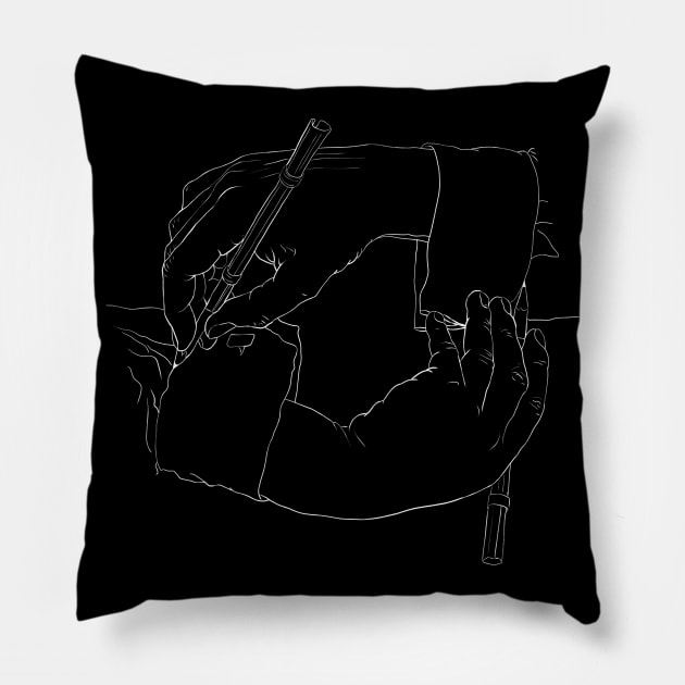 Drawing Hands (Black) Pillow by shamila