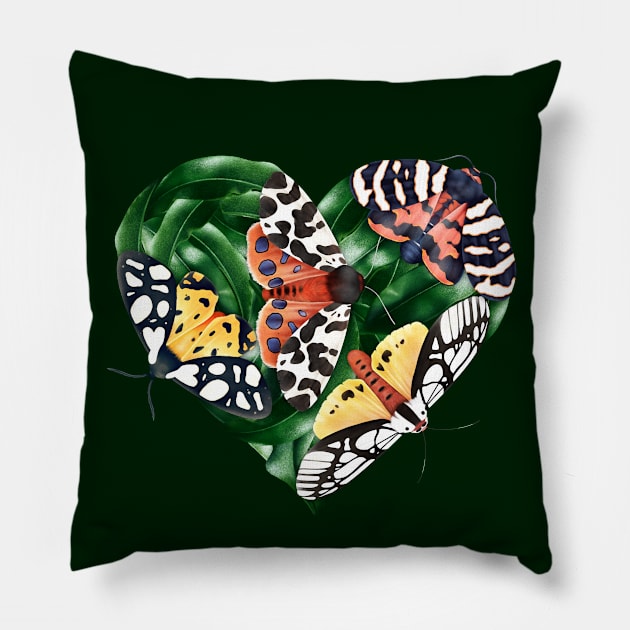 Botanical Tiger Moth Love Pillow by PerrinLeFeuvre