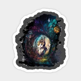 Cat in Dark Wonderland Magnet