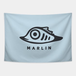 Art of a very small and cute marlin fish. Minimal style Tapestry