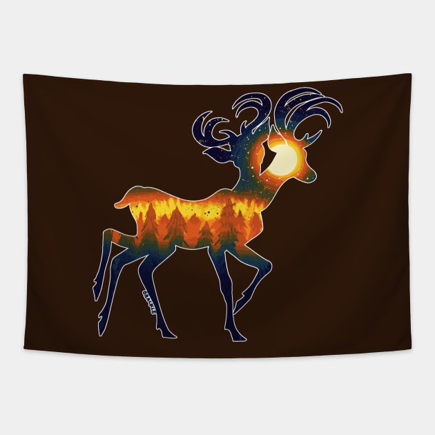 Vintage Mutant Deer Tapestry by Jan Grackle