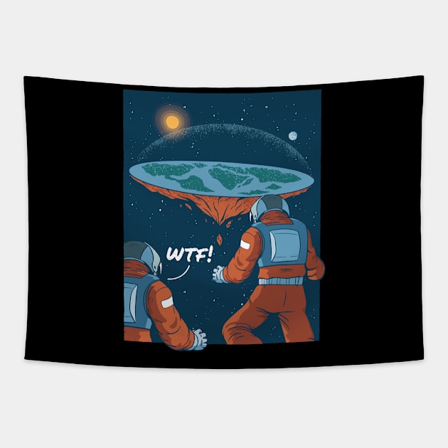 Flat Earth Astronaut Tapestry by EquilibriumArt