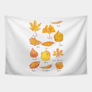 Yellow Autumn leaves collection watercolor Tapestry