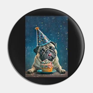 Pug Dog Birthday Card #7 Pin