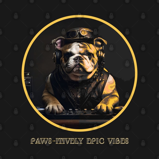 PAWS-ITIVELY EPIC VIBES DOG MIXING MUSIC DRESSED IN STEAMPUNK STYLE by StayVibing