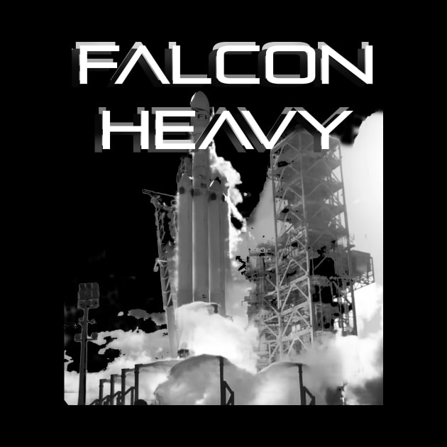 Falcon Heavy T-Shirt Falcon Heavy Tee version Black & White 02 T Shirt by MBASVCS