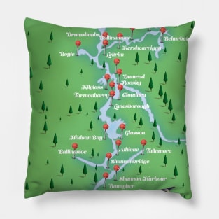 River Shannon Ireland Map Pillow