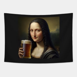 Mona Lisa Drinking Draught Beer Tapestry